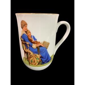 1982 Norman Rockwell Museum Collection Mug Gold Trim "Bedtime"